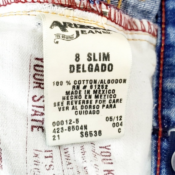 Arizona Relaxed Straight Blue Jeans Sz 8 Slim Kids - Picture 6 of 8
